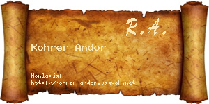 Rohrer Andor névjegykártya