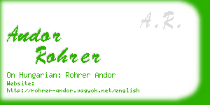 andor rohrer business card